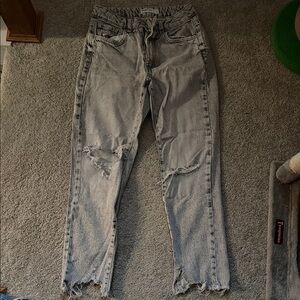 Garage Light Gray Distressed Boyfriend Jeans